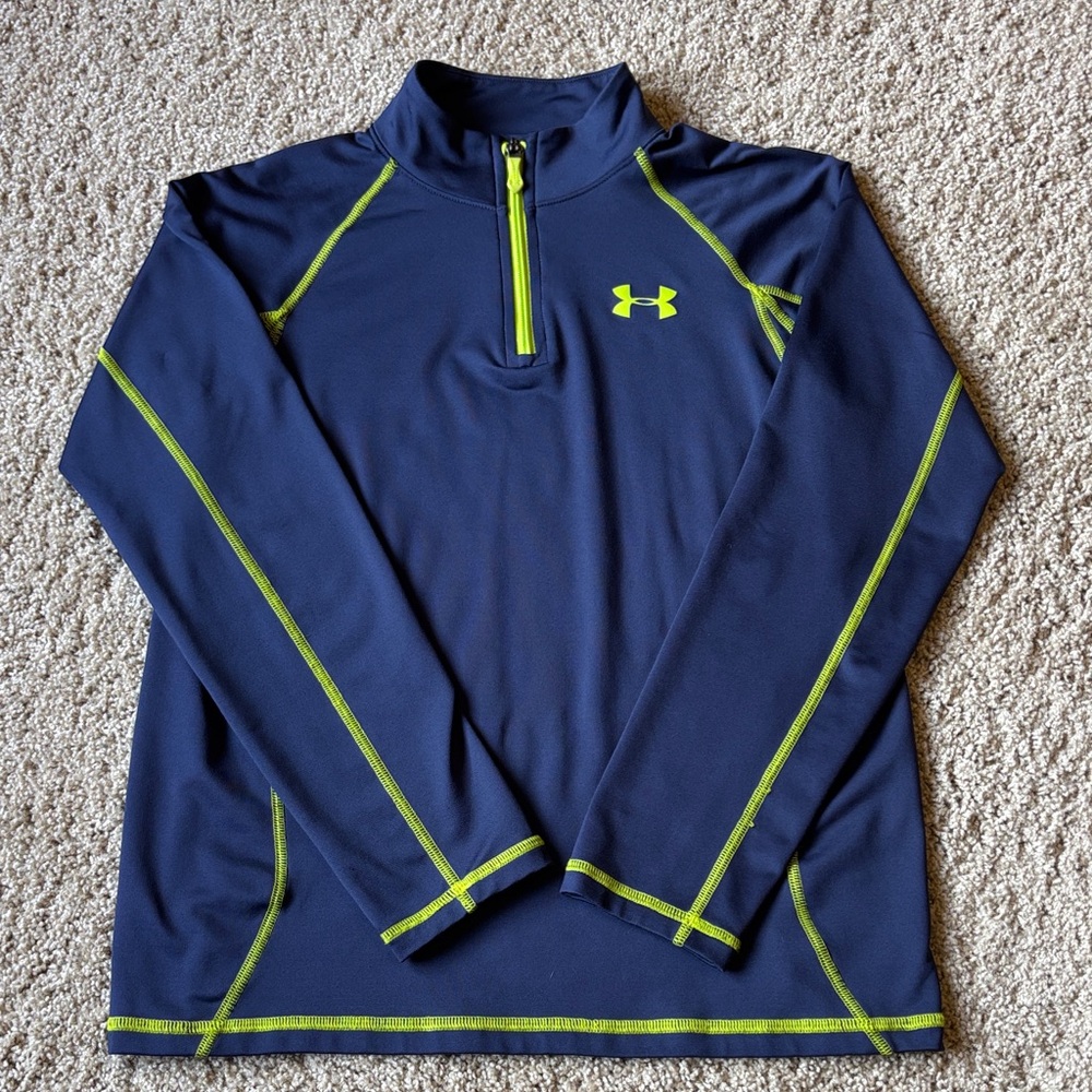 Under Armour Blue Pullover with Neon Accents